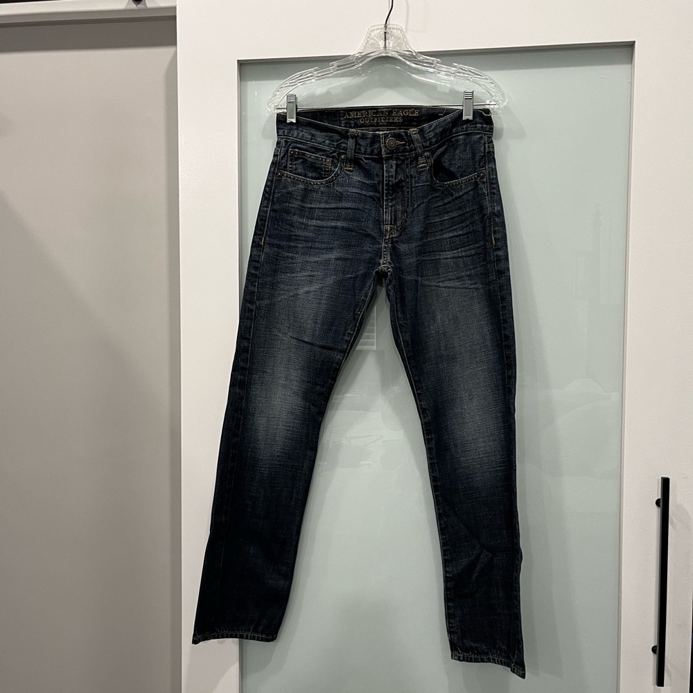 American Eagle Slim Straight Mid Wash Jeans, Size 28x30